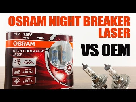 Original OSRAM Night Breaker Laser H7 bulbs and packaging from the BulbFacts video review
