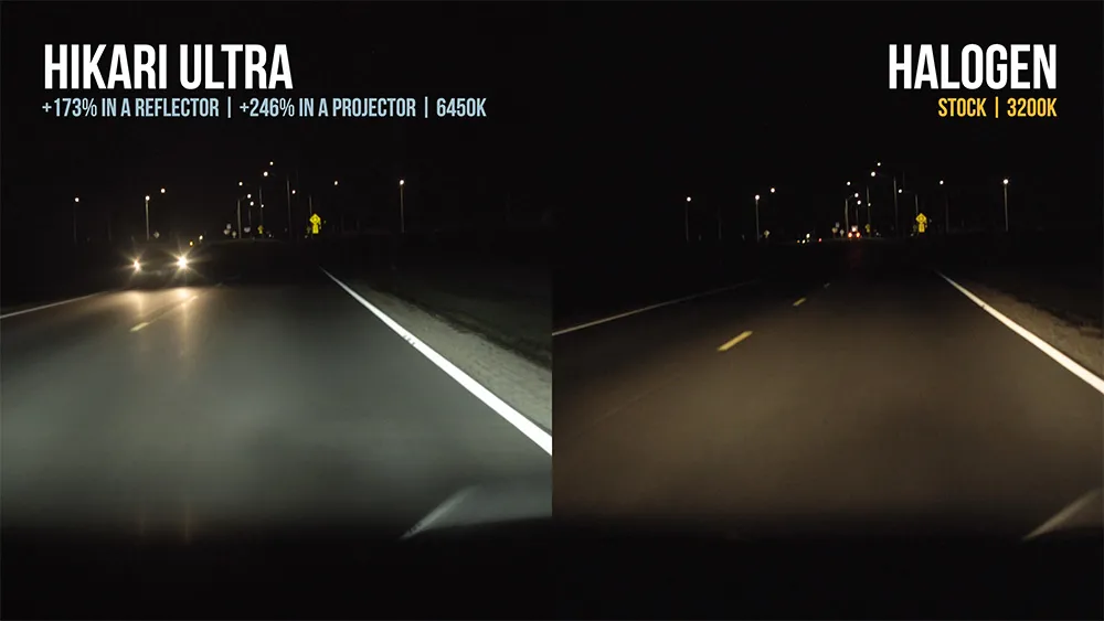 Hikari Ultra LED versus halogen comparison