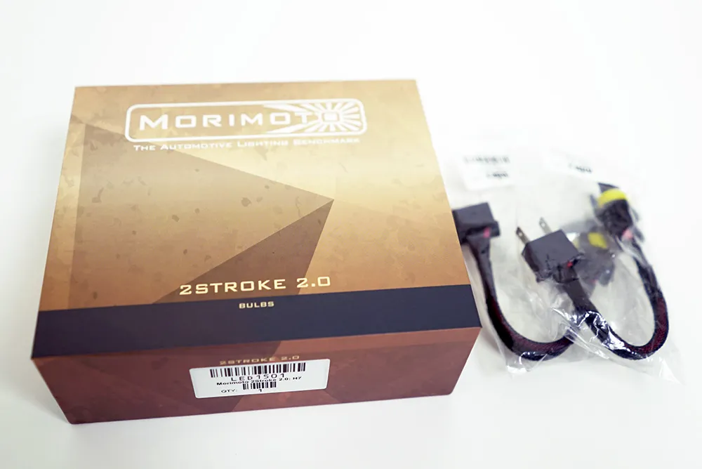 Morimoto 2Stroke 2.0 retail box and adapter harnesses